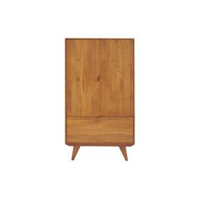 Buffet haut rétro en bois 2 portes 1 tiroir L80 H140 bronze - MALLET