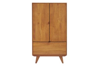 Buffet haut rétro en bois 2 portes 1 tiroir L80 H140 noir - MALLET