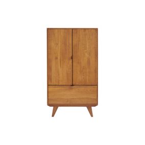 Buffet haut rétro en bois 2 portes 1 tiroir L80 H140 noir - MALLET