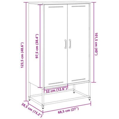 Buffet haut rose 68,5x38,5x123,5 cm acier vidaXL