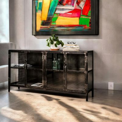 Buffet industriel métal verre ROADIES