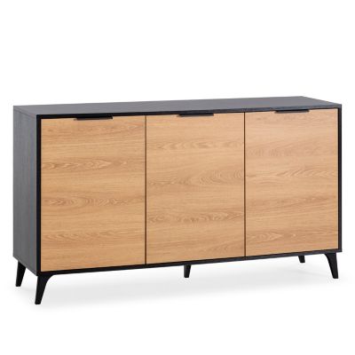 Buffet Kalma 3 portes en noir/chêne, largeur 136 cm