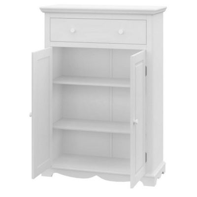 Buffet Le Parisien Charme Blanc 2 Portes 1 Tiroir 2 Tablettes 94 x 134 x 42 cm - L 94 x l 42 x H 134 cm