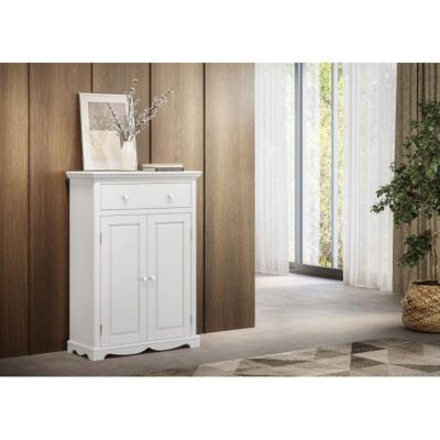 Buffet Le Parisien Charme Blanc 2 Portes 1 Tiroir 2 Tablettes 94 x 134 x 42 cm - L 94 x l 42 x H 134 cm