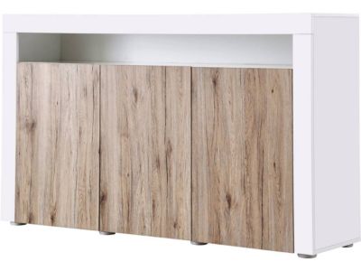 Buffet LED "Bogota"  155 x 40 x 92 cm  Chêne  Blanc laqué