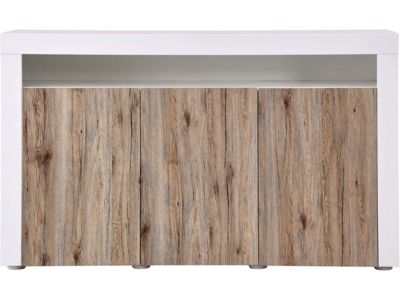 Buffet LED "Bogota"  155 x 40 x 92 cm  Chêne  Blanc laqué