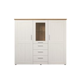 Buffet - Mélaminé - Naturel-Blanc - 159 - 140 - 41 cm