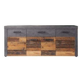 Buffet - Mélaminé vieux bois - Naturel-Gris -  178 - 77 - 40 cm