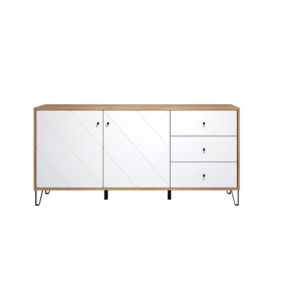 Buffet - Mélamine chêne - Naturel-Blanc - 183 - 76 - 40 cm