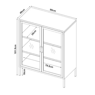 Buffet métallique avec portes vitrées Fauske acier verre trempé 102 x 80 x 40 cm noir en.casa