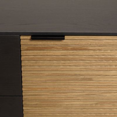 Buffet marron et noir 3 tiroirs 2 portes Pin pieds métal noir