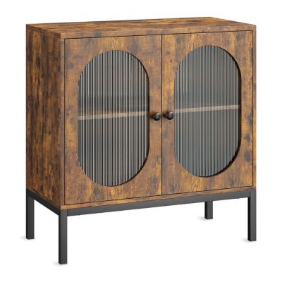 Buffet/Meuble de Rangement en Rotin avec Portes et Étagères - Style Vintage,pour Salon, Salle à Manger, Entrée, Couloir,80x40x83cm