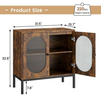 Buffet/Meuble de Rangement en Rotin avec Portes et Étagères - Style Vintage,pour Salon, Salle à Manger, Entrée, Couloir,80x40x83cm