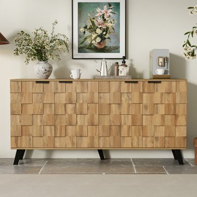 Buffet moderne 4 portes 160,5x35,5x78 cm, Meuble pratique pour salon, chambre et salle à manger