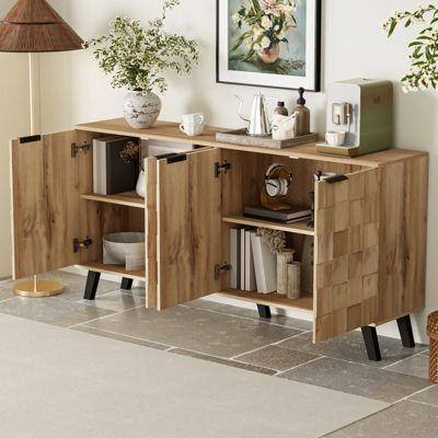 Buffet moderne 4 portes 160,5x35,5x78 cm, Meuble pratique pour salon, chambre et salle à manger