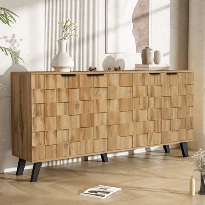 Buffet moderne 4 portes 160,5x35,5x78 cm, Meuble pratique pour salon, chambre et salle à manger