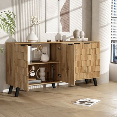 Buffet moderne 4 portes 160,5x35,5x78 cm, Meuble pratique pour salon, chambre et salle à manger