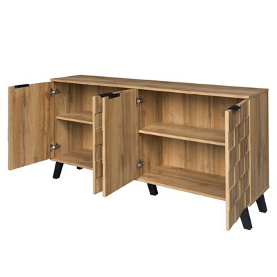 Buffet moderne 4 portes 160,5x35,5x78 cm, Meuble pratique pour salon, chambre et salle à manger