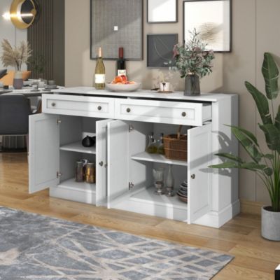 Buffet, meuble de rangement 2 portes + 2 tiroirs coloris oxyde