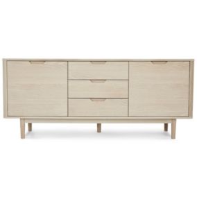 Buffet Nyborg avec 2 portes et 3 tiroirs - Chêne massif et MDF - Naturel