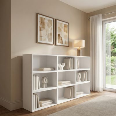 Buffet ouvert blanc 9 cases GoodHome Atomia H. 112,5 x L. 225 x P. 35 cm
