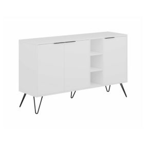 Buffet Perseus, Buffet du salon, Commode de salon, Garde-manger de cuisine, 142x36h83 cm, Blanc