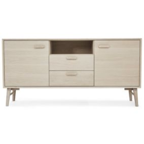 Buffet Porto avec 2 portes et 2 tiroirs - Chêne massif et MDF - Naturel