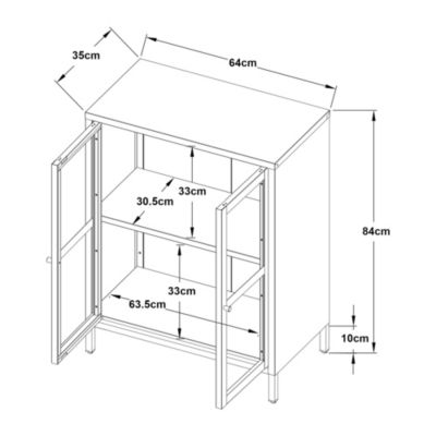 Buffet Säkylä acier verre ondulé 84 x 64 x 35 cm noir en.casa