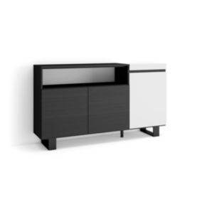 Buffet salon et cuisine, 150x35x87cm, 3 Portes, Design industriel, Blanc et noir