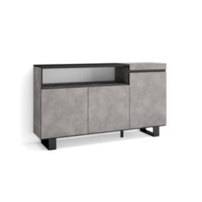 Buffet salon et cuisine, 150x35x87cm, 3 Portes, Design industriel, Ciment