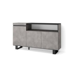 Buffet salon et cuisine, 150x35x87cm, 3 Portes, Design industriel, Ciment