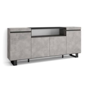 Buffet salon et cuisine, 200x35x87cm, 4 Portes, Design industriel, Ciment