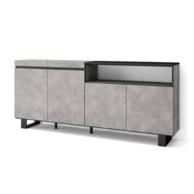 Buffet salon et cuisine, 200x35x87cm, 4 Portes, Design industriel, Ciment