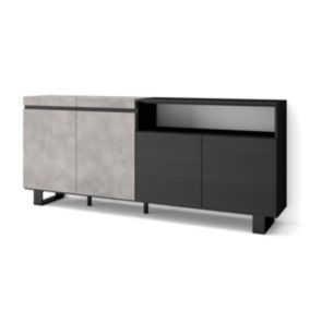 Buffet salon et cuisine, 200x35x87cm, 4 Portes, Design industriel, Ciment