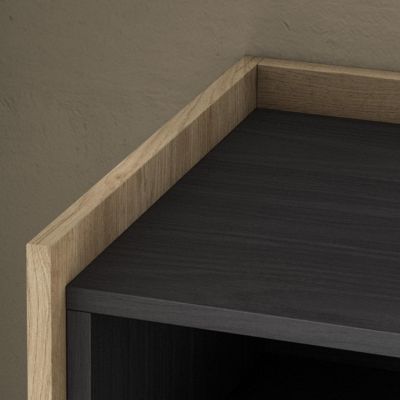 Buffet salon et cuisine, 207x80x37 cm, 4 Portes, LED, Noir et chêne