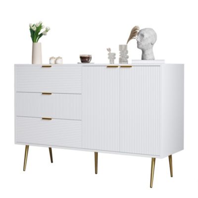 Buffet Salon Portes Tiroirs Pieds Dorés Blackcolors
