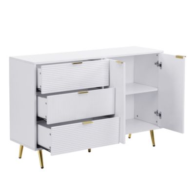 Buffet Salon Portes Tiroirs Pieds Dorés Blackcolors