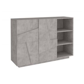 Buffet Salvo, Buffet de salon multifonctionnel, Buffet de salon 2 portes, 100% Made in Italy, 121x38h86 cm, Ciment