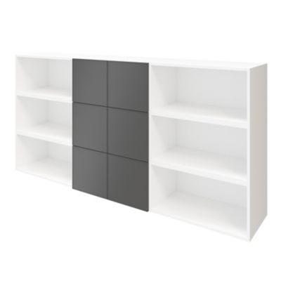 Buffet semi ouvert blanc 9 cases 6 portes anthracite mat GoodHome Atomia H. 112,5 x L. 225 x P. 37 cm
