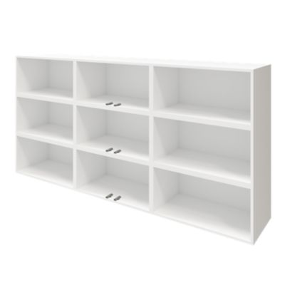 Buffet semi ouvert blanc 9 cases 6 portes anthracite mat GoodHome Atomia H. 112,5 x L. 225 x P. 37 cm