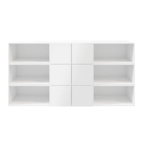 Buffet semi ouvert blanc 9 cases 6 portes GoodHome Atomia H. 112,5 x L. 225 x P. 37 cm