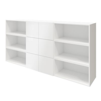 Buffet semi ouvert blanc 9 cases 6 portes GoodHome Atomia H. 112,5 x L. 225 x P. 37 cm
