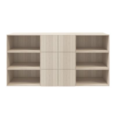 Buffet semi ouvert effet chêne 9 cases 6 portes GoodHome Atomia H. 112,5 x L. 225 x P. 37 cm