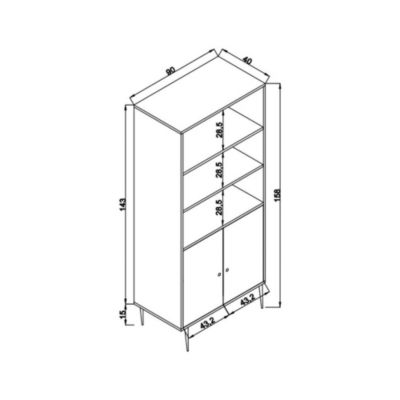 Buffet Skopje, Buffet du salon, Commode de salon, Garde-manger de cuisine, 90x40h110 cm, Chêne