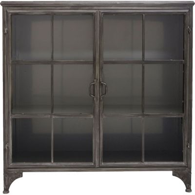 Buffet vitré industriel Broc - L. 102 x H. 101 cm - Gris