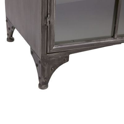 Buffet vitré industriel Broc - L. 102 x H. 101 cm - Gris