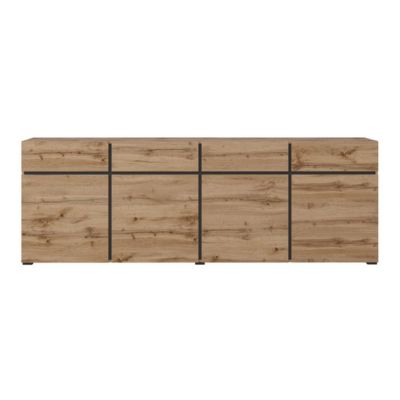 Buffet XL coloris chene et noir 225cm collection HAVANA. Bahut  design avec 4 portes et 4 tiroirs.