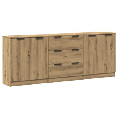 Buffets 3 pcs chêne artisanal 60x30x70 cm bois d'ingénierie vidaXL
