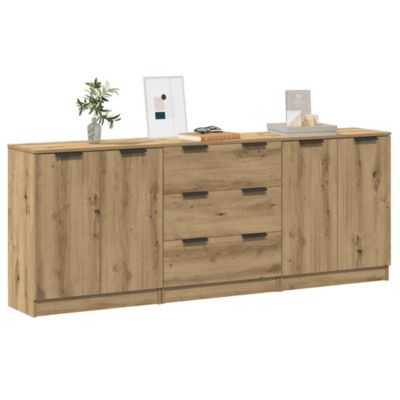 Buffets 3 pcs chêne artisanal 60x30x70 cm bois d'ingénierie vidaXL