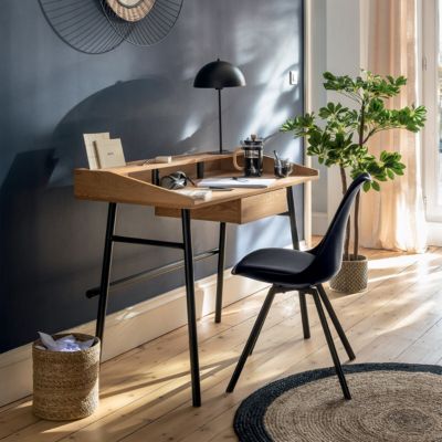 Bureau 1 tiroir "Josan" effet chêne L110cm - Atmosphera Créateur d'intérieur